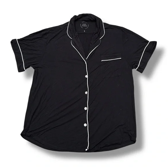 COZY EARTH Women Black Short Sleeve Pajama Set Premium Bamboo Lounge Size S - Picture 3 of 11